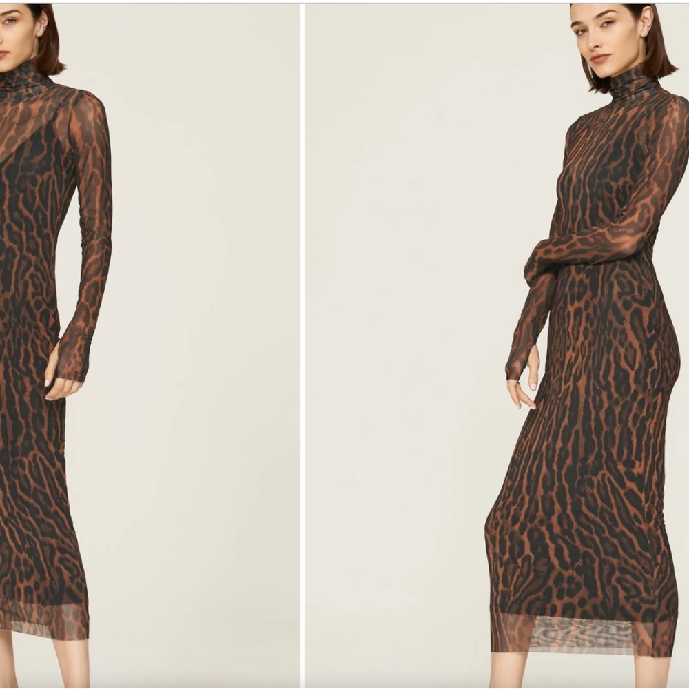 AFRM Animal Print Long Sleeve Dress Shailene